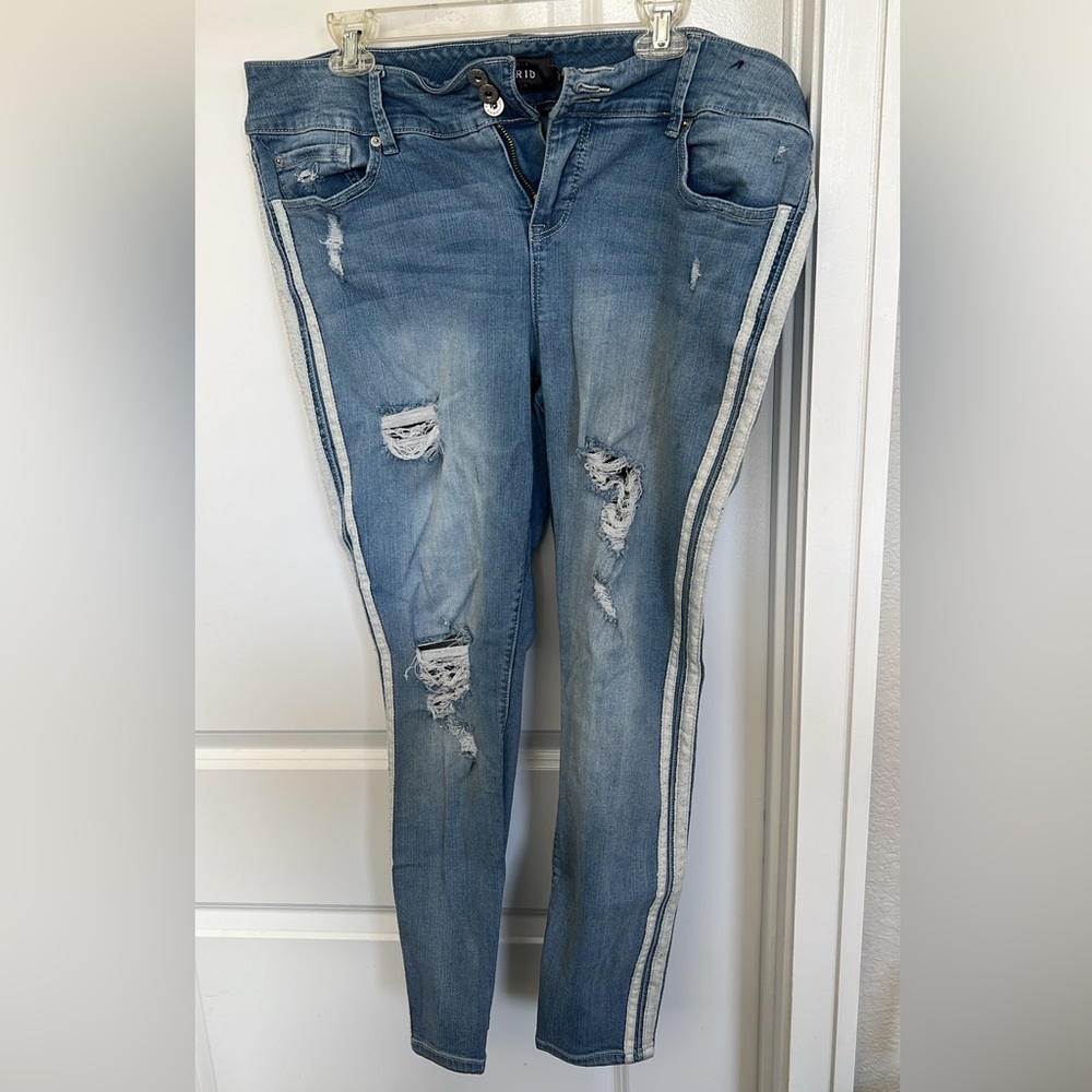 Torrid Distressed Blue Jeans with Stripes